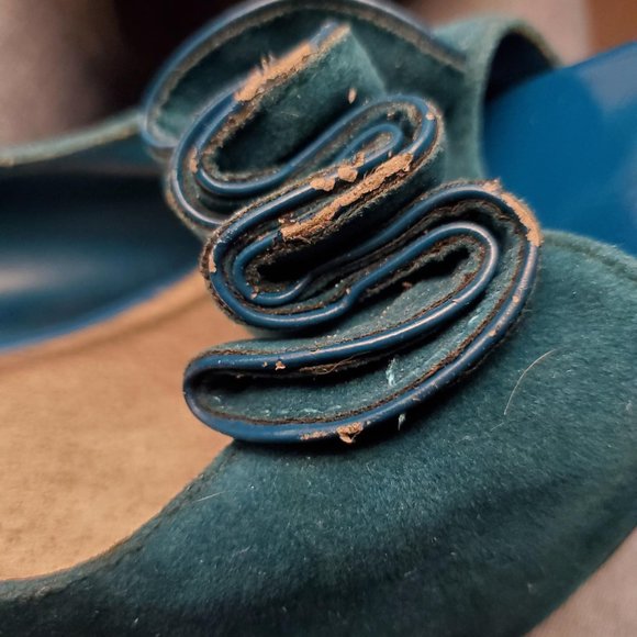 Qupid Teal Green Peep Toe Heels 8 1/2 - Picture 6 of 7